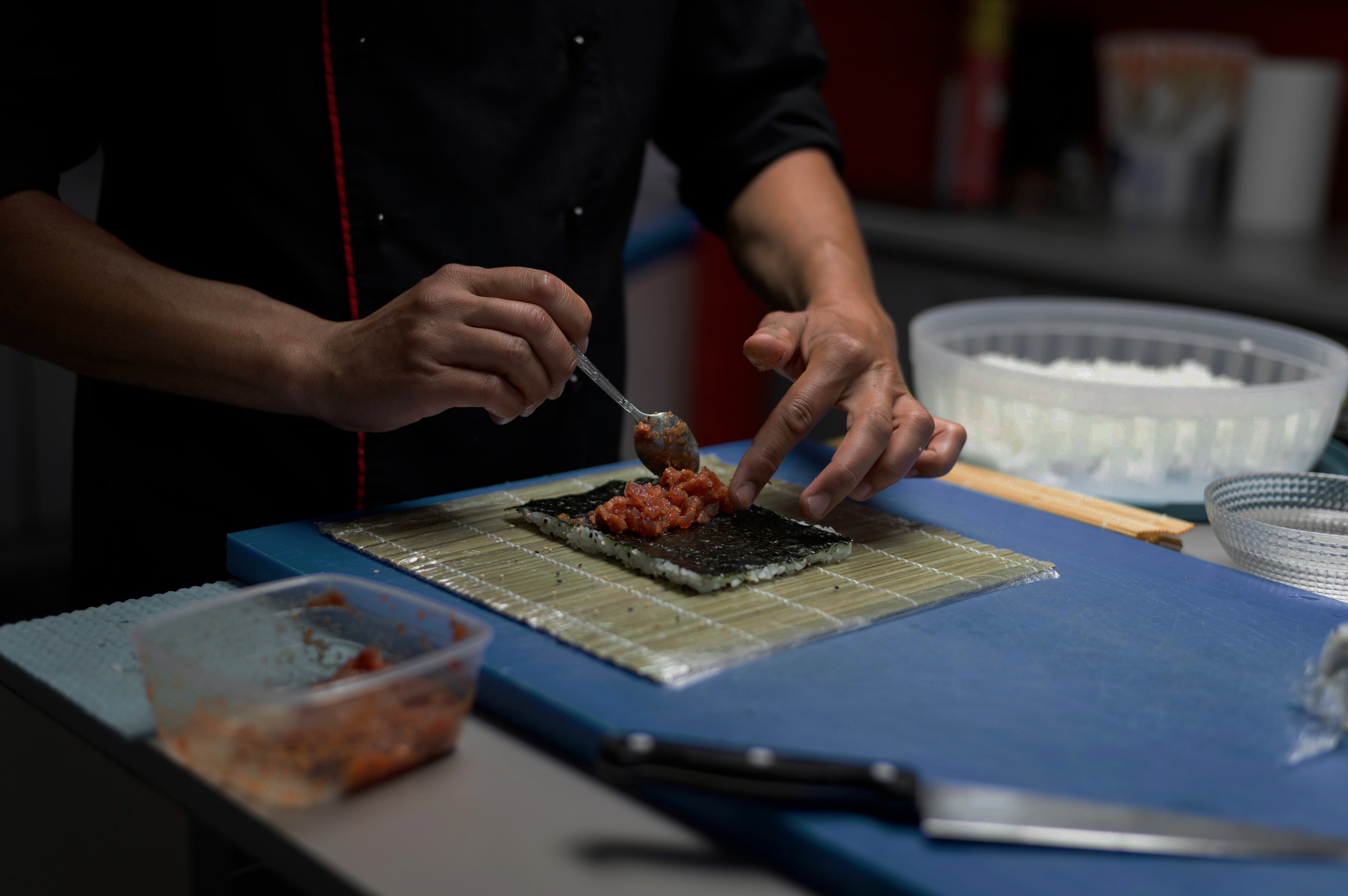 Fresh sushi and Japanese ingredients